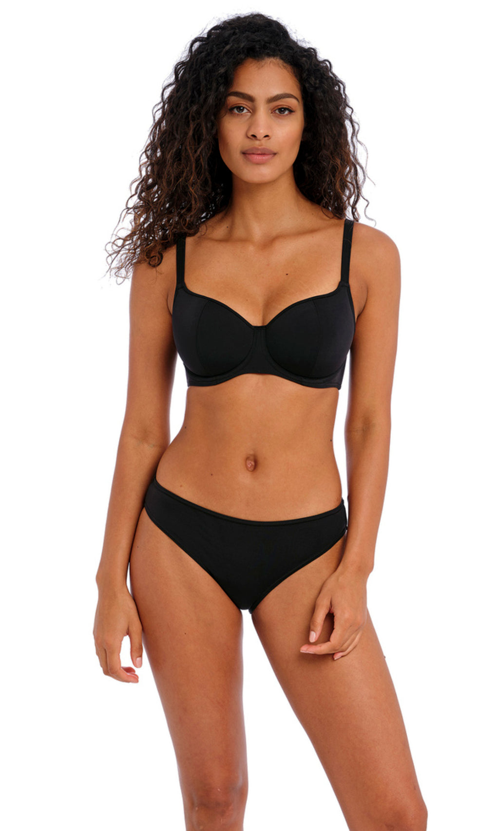 Jewel Cove Plain Black UW Sweetheart Bikini Top, Special Order D Cup to HH Cup