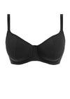 Jewel Cove Plain Black UW Sweetheart Bikini Top, Special Order D Cup to HH Cup