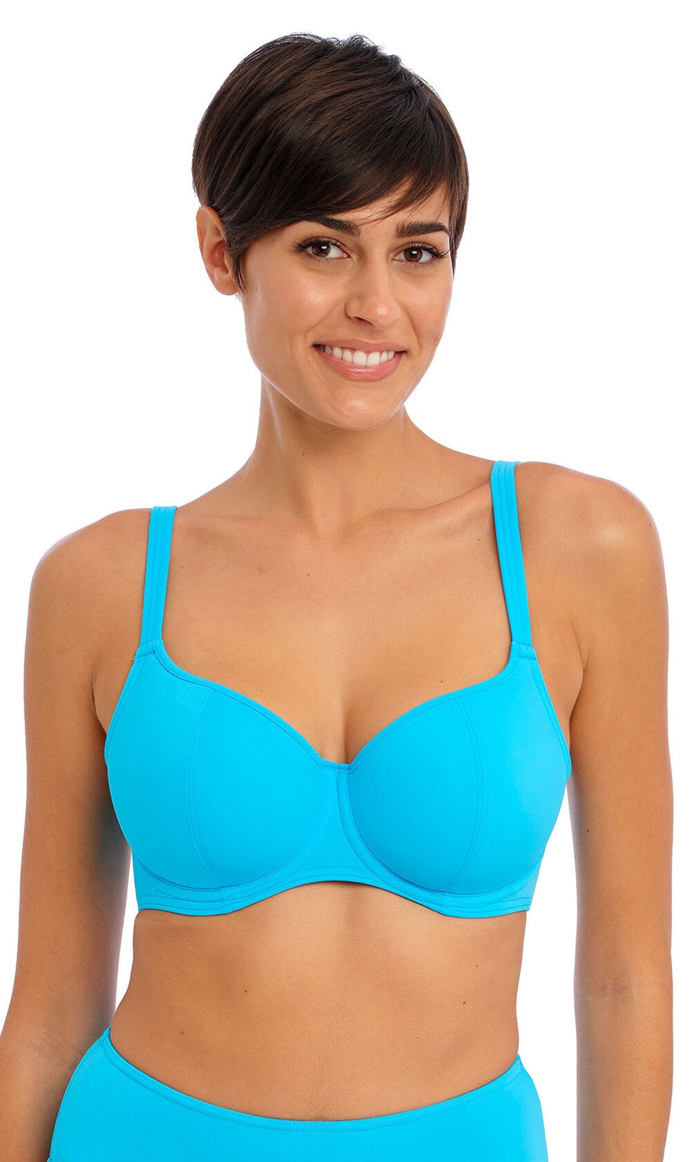 Jewel Cove Plain Turquoise UW Sweetheart Bikini Top, Special Order D Cup to HH Cup