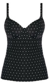 Jewel Cove Black UW Non Padded Plunge Tankini Top, Special Order D Cup to HH Cup