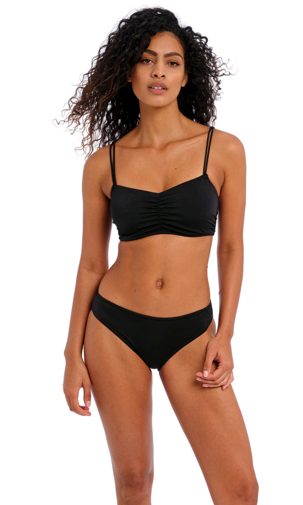 Jewel Cove Plain Black UW Bralette Bikini Top, Special Order D Cup to G Cup