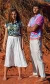Aboriginal Art Ladies Fitted Polo Two Worlds