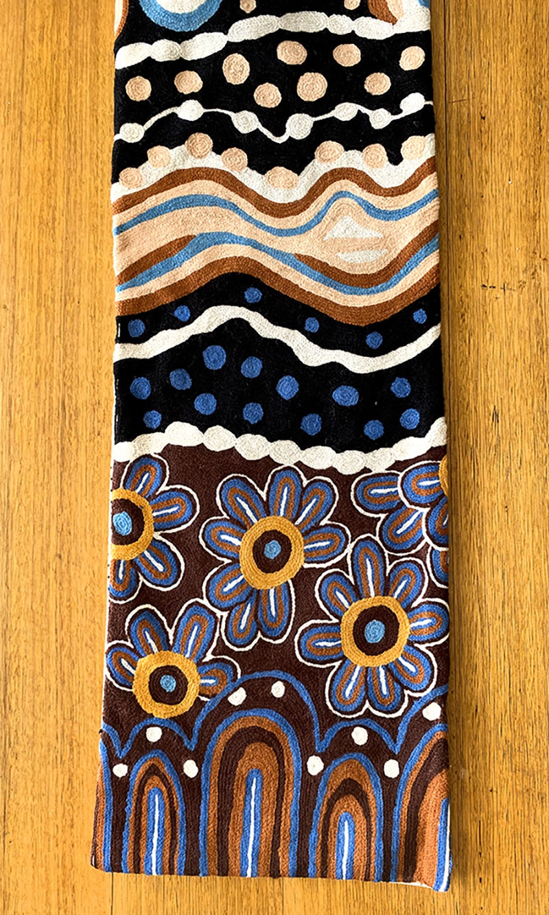 Aboriginal Art Wool Chainstitch Table Runner by Bianca Gardiner Dodd