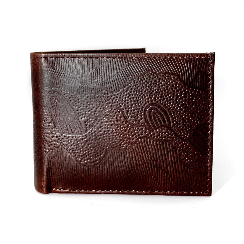Aboriginal Art Men's Light Brown Wallet by Damien and Yilpi Marks
