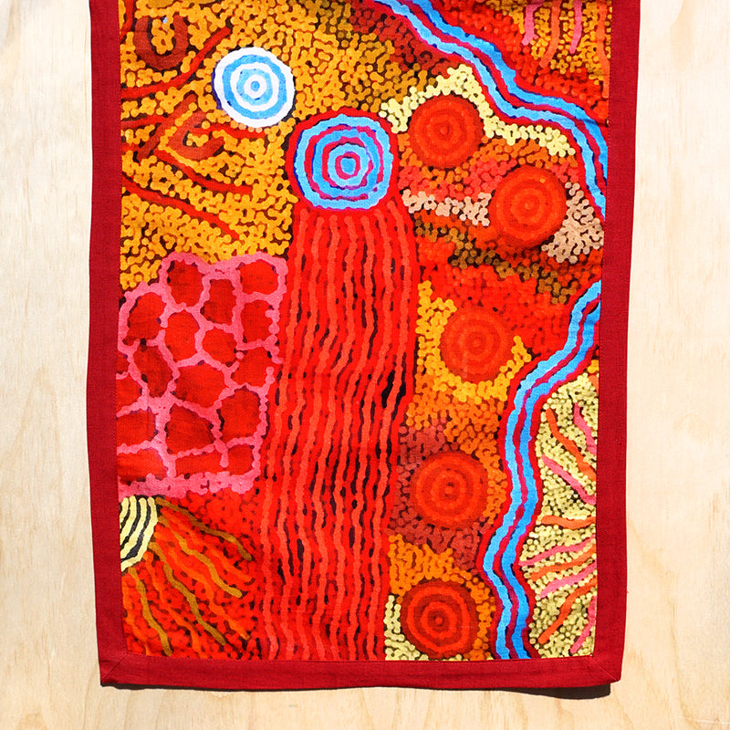 Aboriginal Art Cotton Table Runner by Damien and Yilpi Marks