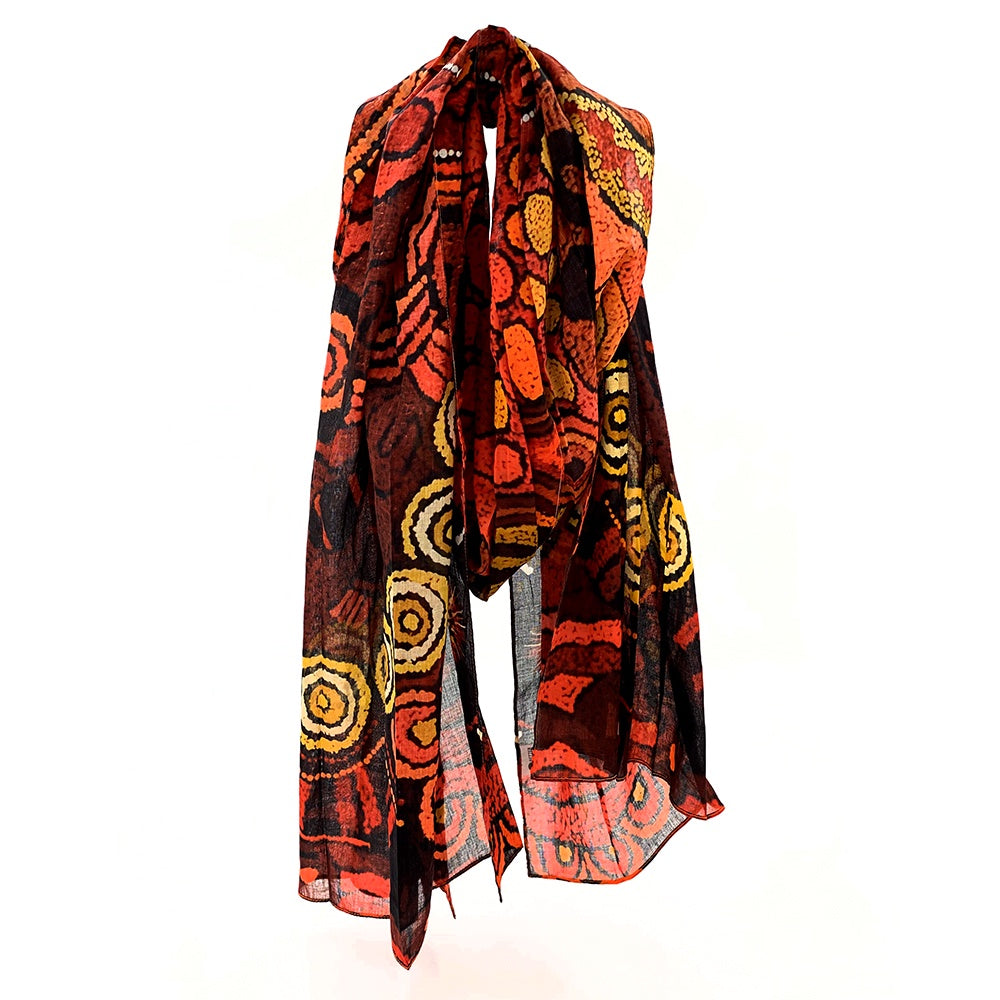 Aboriginal Art Organic Cotton Summer Scarf by Damien and Yilpi Marks (2)