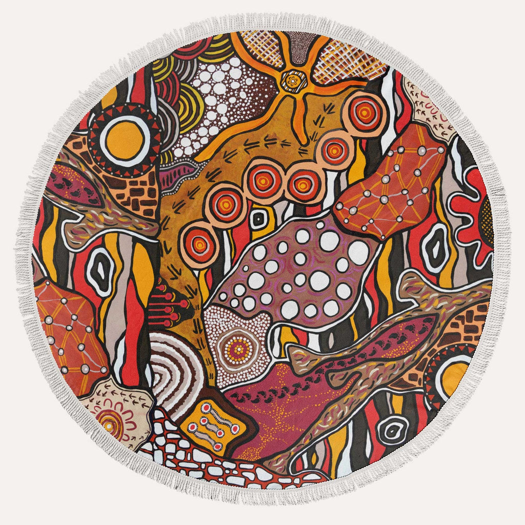 Aboriginal Art Beach Towel Earth Traveller