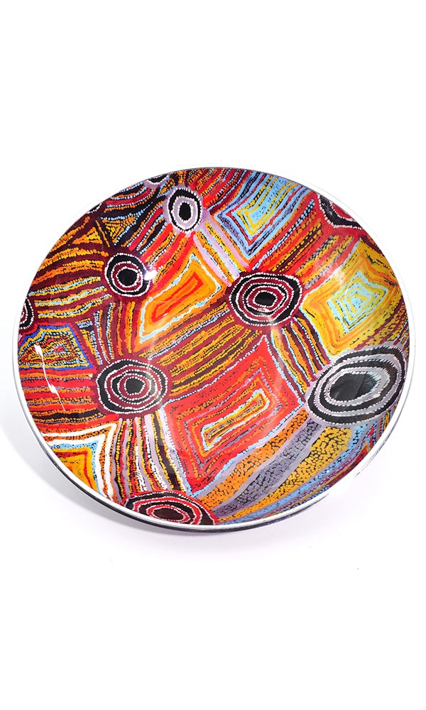 Aboriginal Art Salad Bowl Small by Mary Napangardi Brown