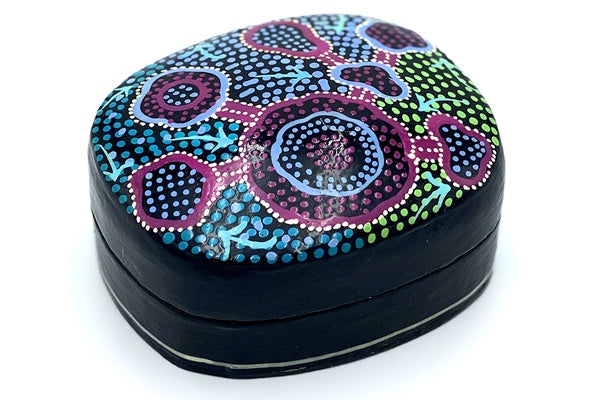 Aboriginal Art Medium Lacquer Box by Pauline Nampijinpa Singleton
