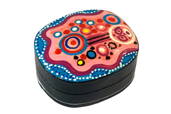 Aboriginal Art Small Lacquer Box by Andrea Adamson Tiger (2)
