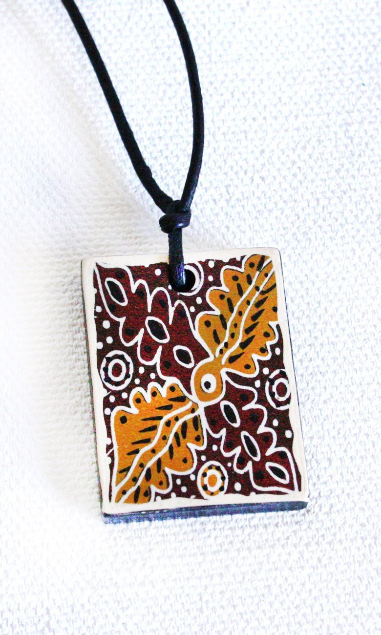 Aboriginal Art Ceramic Pendant by Angkuna Kulyuru