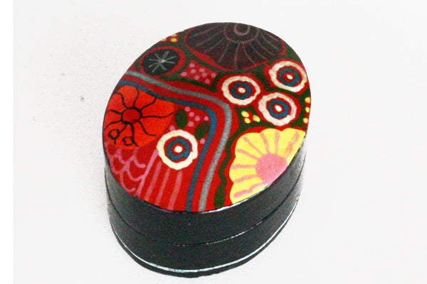 Aboriginal Art Small Lacquer Pill Box by Damien and Yilpi Marks