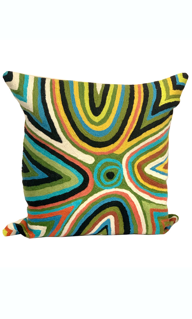 Aboriginal Art Cushion Cover by Rama Kultu-Kultu Sampson