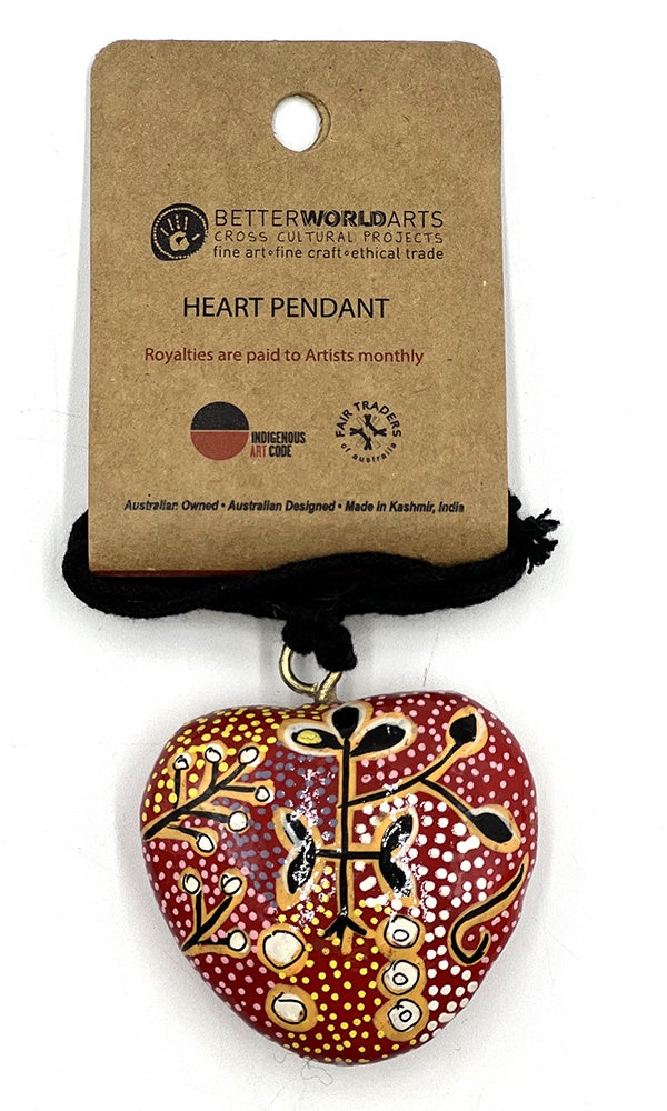 Aboriginal Art Laquerware Heart Pendant by Paddy Stewart