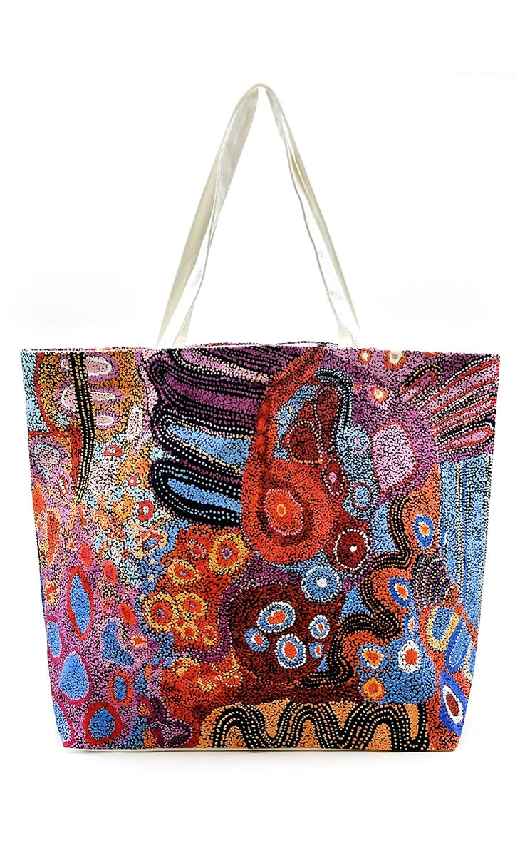 Aboriginal Art Canvas Big Tote Bag by Andrea Mimpitja Adamson