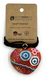 Aboriginal Art Laquerware Heart Pendant by Damien and Yilpi Marks