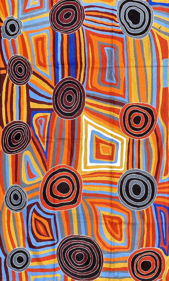 Aboriginal Art Wool Rug by Mary Napangardi Brown 3x5ft (91x152cm)
