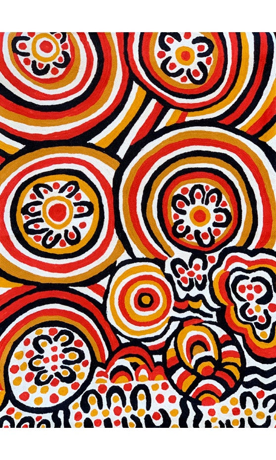 Aboriginal Art Wool Rug by Jeannie a Uluru 3x5ft (91x152cm)