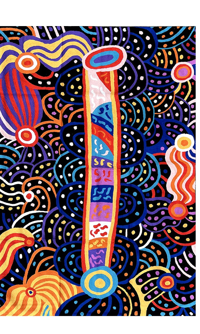 Aboriginal Art Wool Rug by Nora Nyutjanka Davidson 4x6ft (122x183cm)