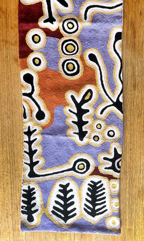 Aboriginal Art Wool Chainstitch Table Runner by Paddy Stewart