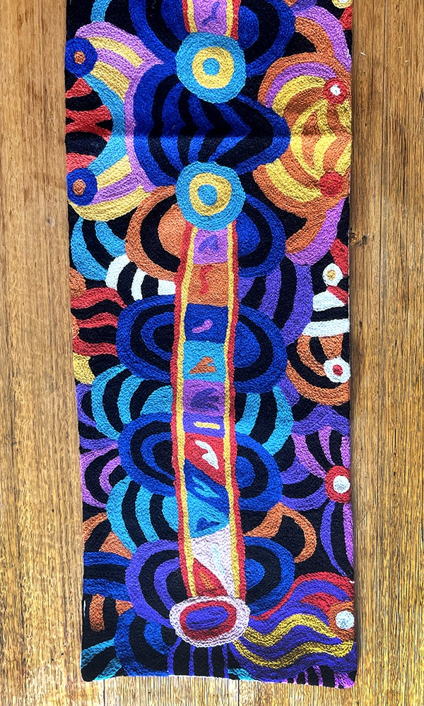 Aboriginal Art Wool Chainstitch Table Runner by Nora Nyutjanka Davidson
