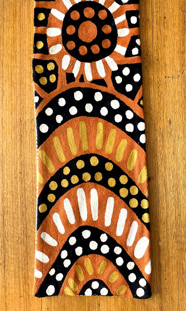 Aboriginal Art Wool Chainstitch Table Runner by Nina Puruntatameri