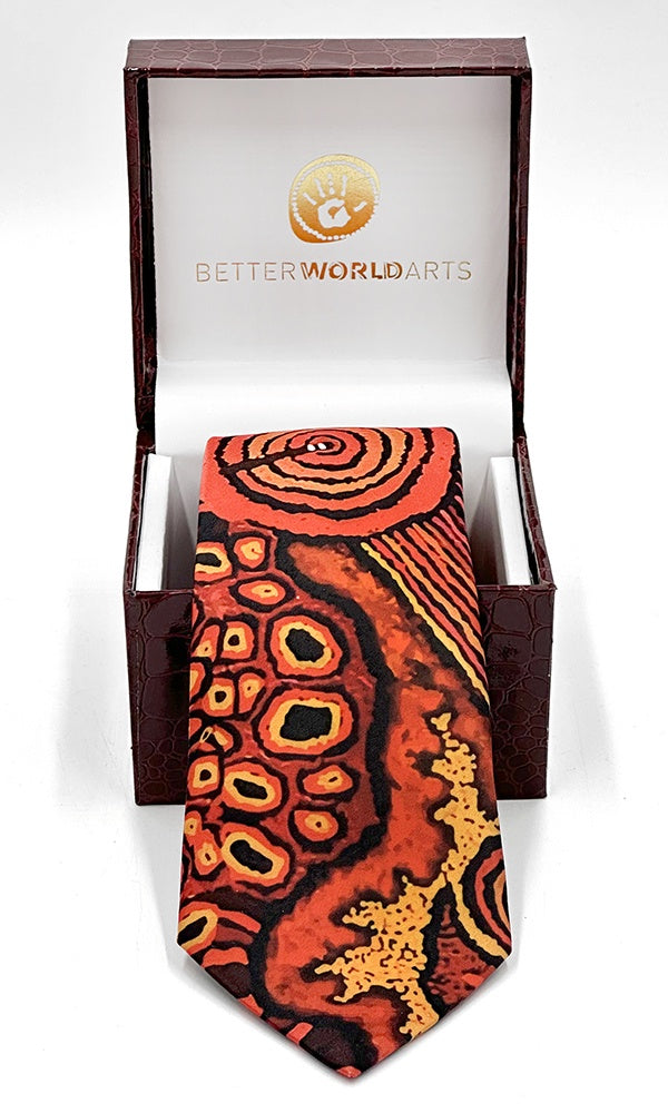 Aboriginal Art Tie - Boxed by Damien and Yilpi Marks