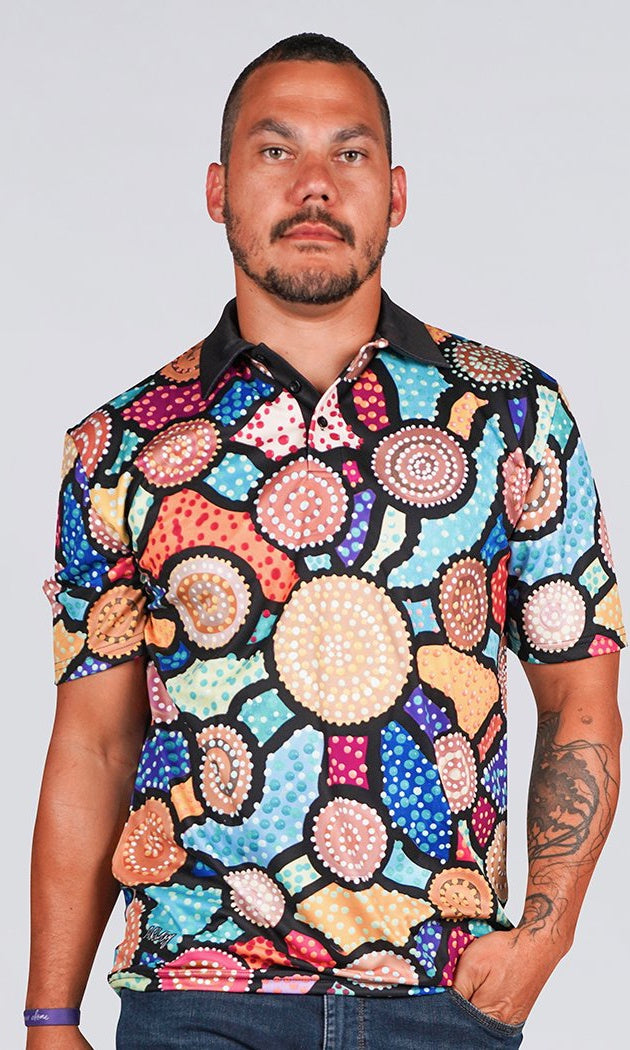 Aboriginal Art  Unisex Polo Connection to Country