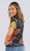 Aboriginal Art Ladies Fitted Polo Community Unity