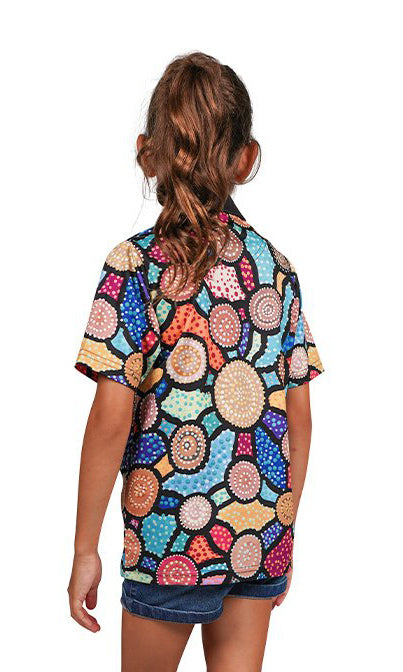 Aboriginal Art Kids Unisex Polo Connection to Country