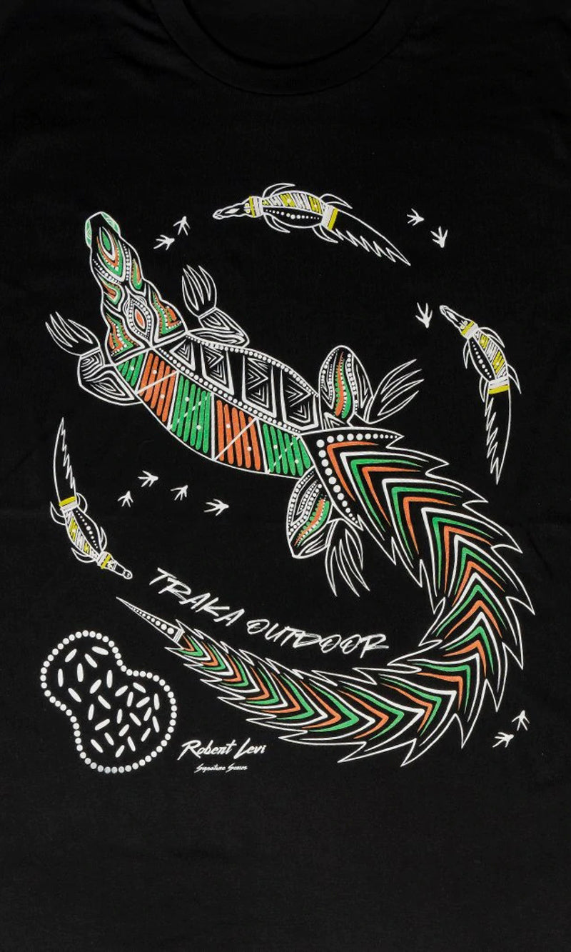 Aboriginal Art Unisex T-Shirt Croc Country Black