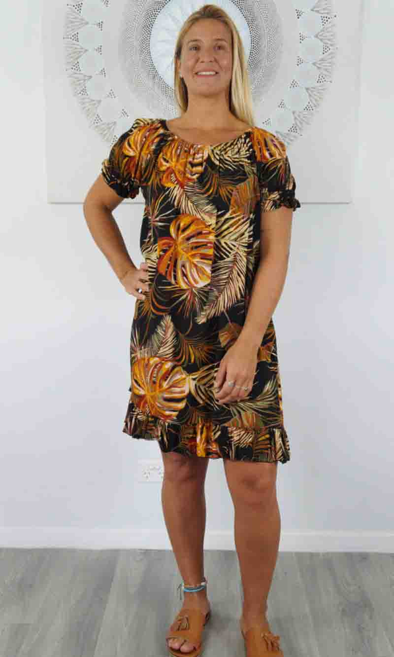 Rayon Dress Short Diva Mauritius Brown