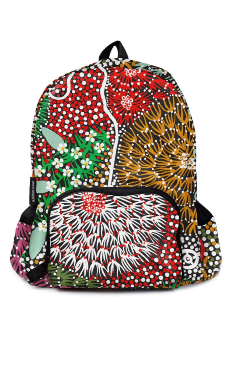 Aboriginal Art Fold up Backpack by Coral Hayes