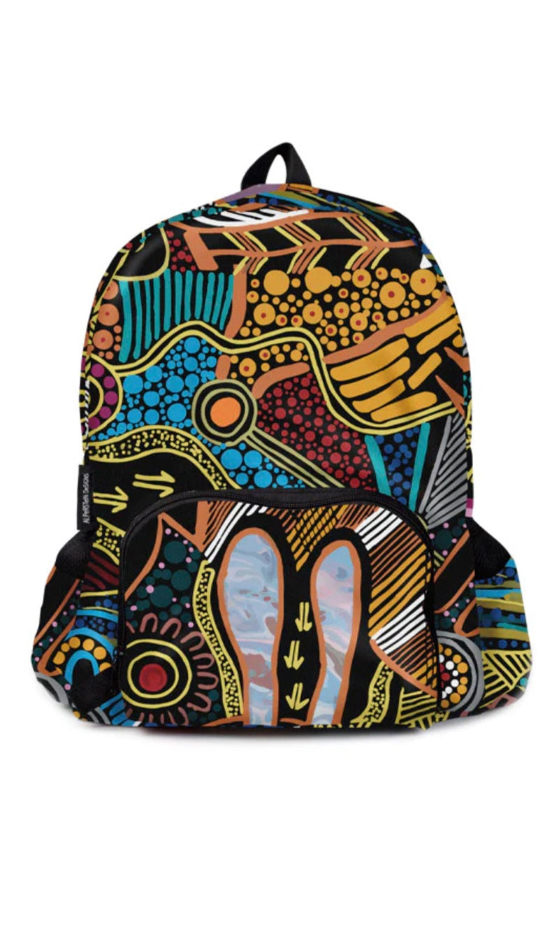 Aboriginal Art Fold up Backpack by Justin Butler