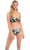 Bamboo Grove Jet UW Gathered Full Cup Bikini Top, Special Order D Cup to J Cup