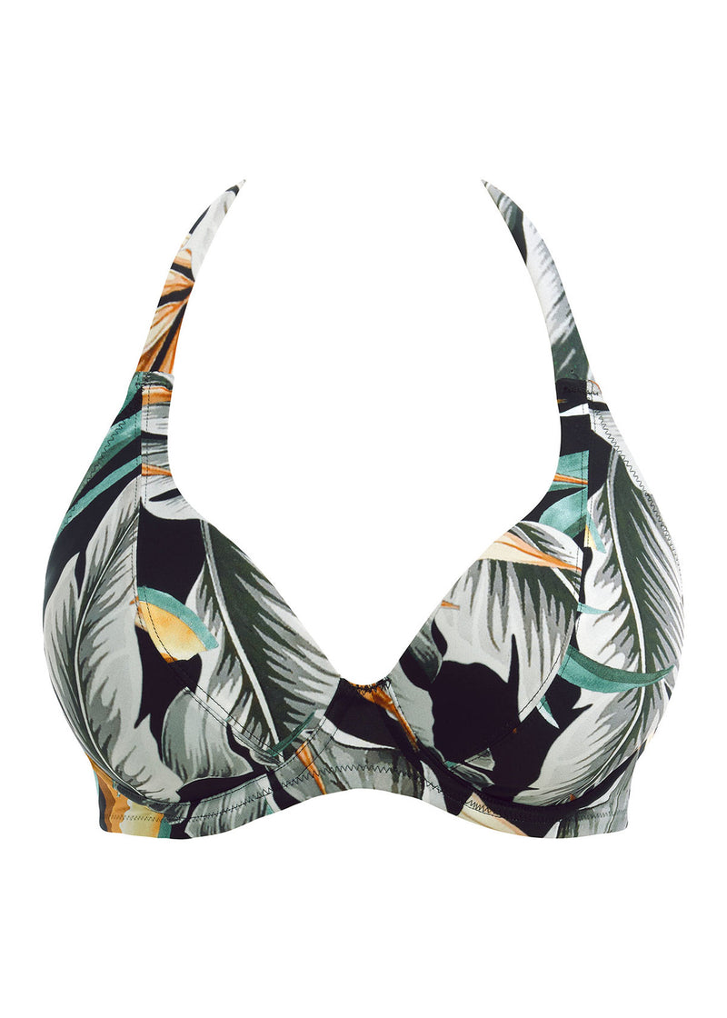 Bamboo Grove Jet UW Halter Bikini Top, Special Order D Cup to H Cup
