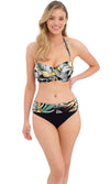 Bamboo Grove Jet UW Twist Bandeau Bikini Top, Special Order D Cup to G Cup