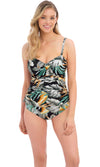Bamboo Grove Jet UW Twist Front Tankini Top, Special Order D Cup to H Cup