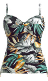 Bamboo Grove Jet UW Twist Front Tankini Top, Special Order D Cup to H Cup