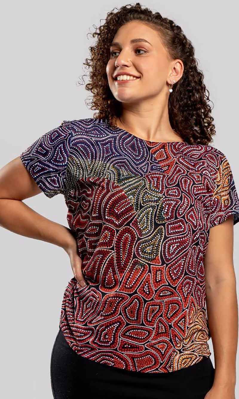 Aboriginal Art Fashion Top Our Many Tribes