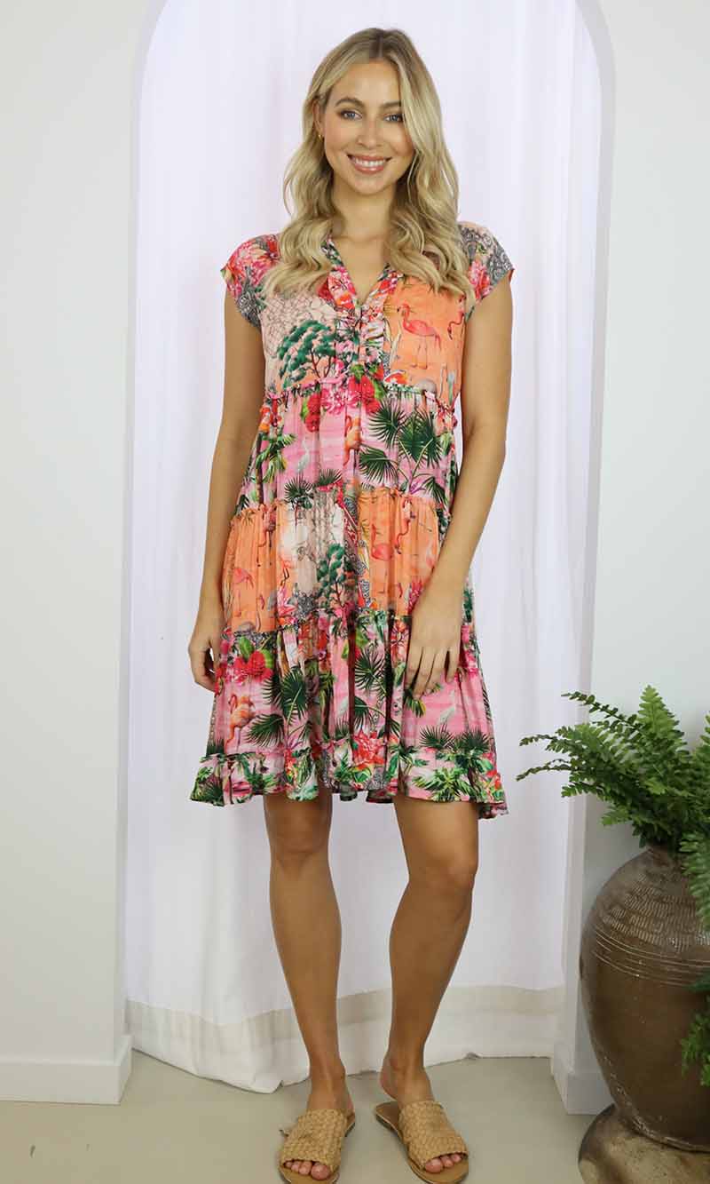 Rayon Tiered Dress Florida, More Colours