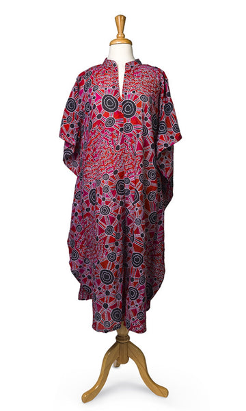 Cotton Aboriginal Art Long Kaftan by Bess Napanangka Poulson – Azure ...