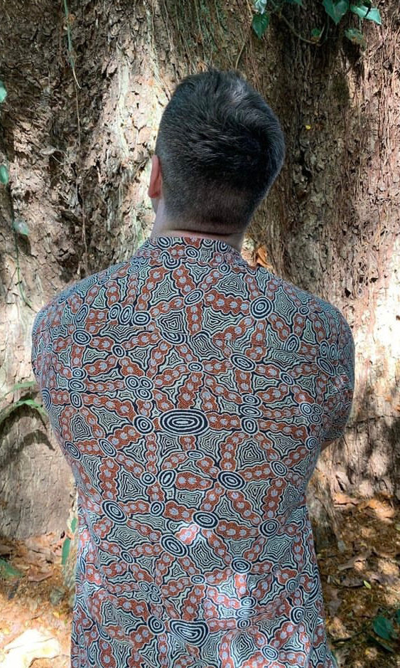 Bamboo Men's Shirt Aboriginal Art Pikilyi Dreaming