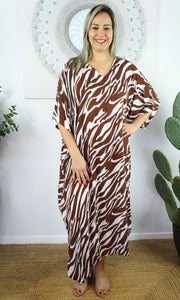 Rayon Kaftan Long Large Zebra, More Colours