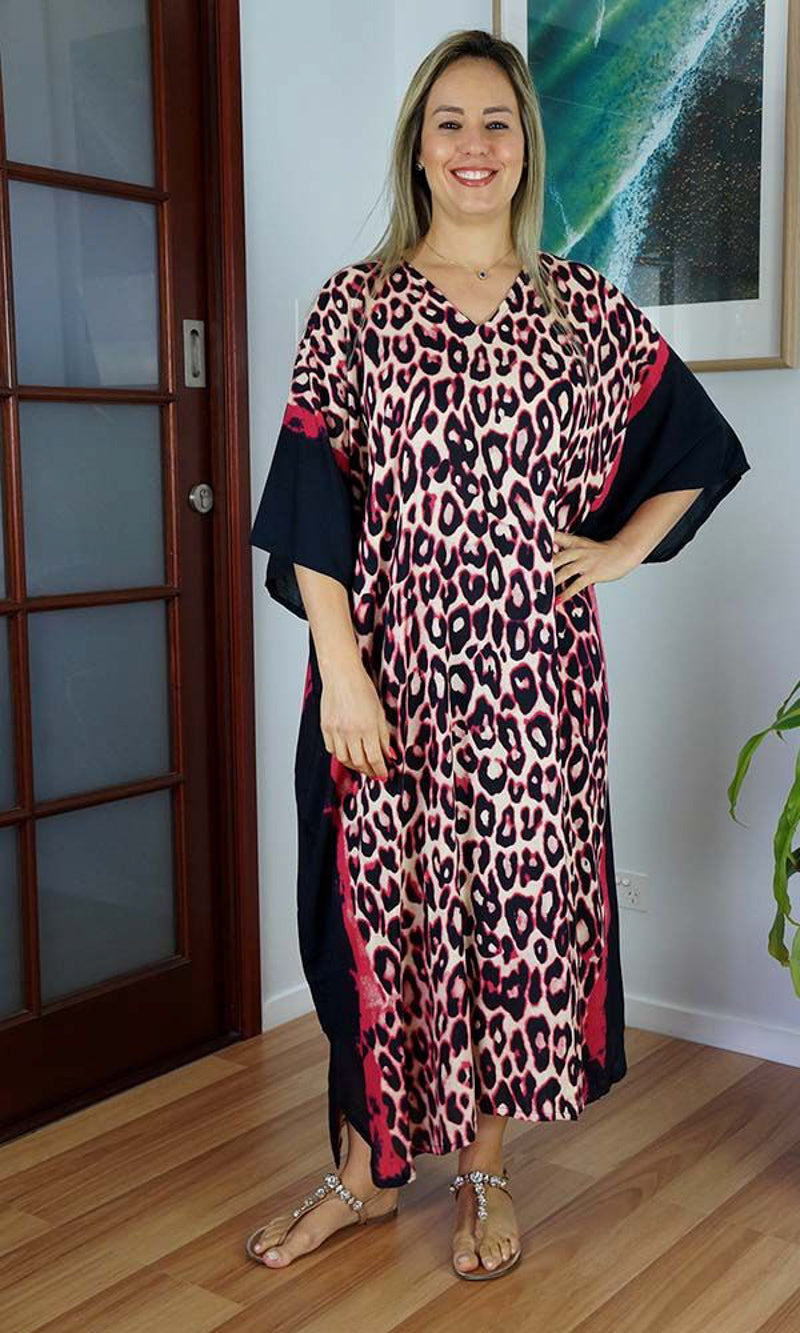 Rayon Kaftan Long Leopard, More Colours