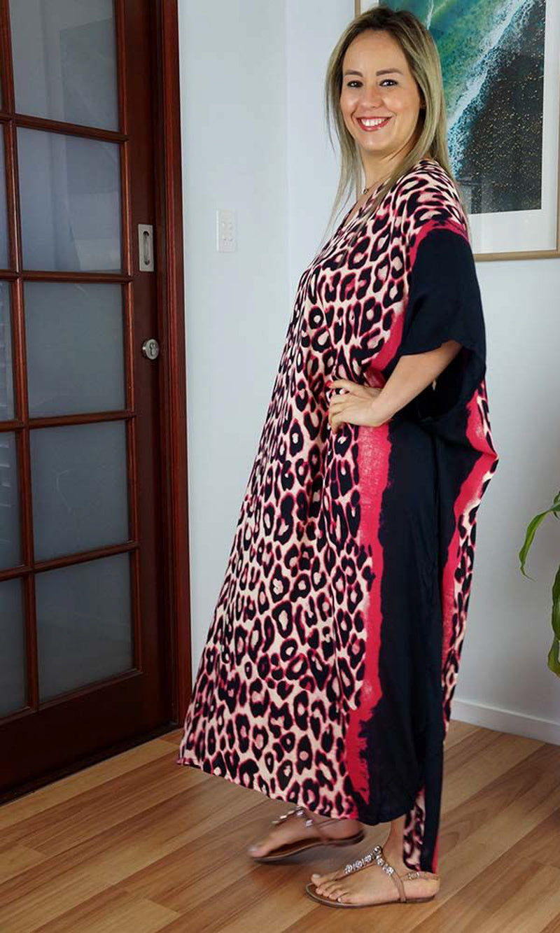 Rayon Kaftan Long Leopard, More Colours