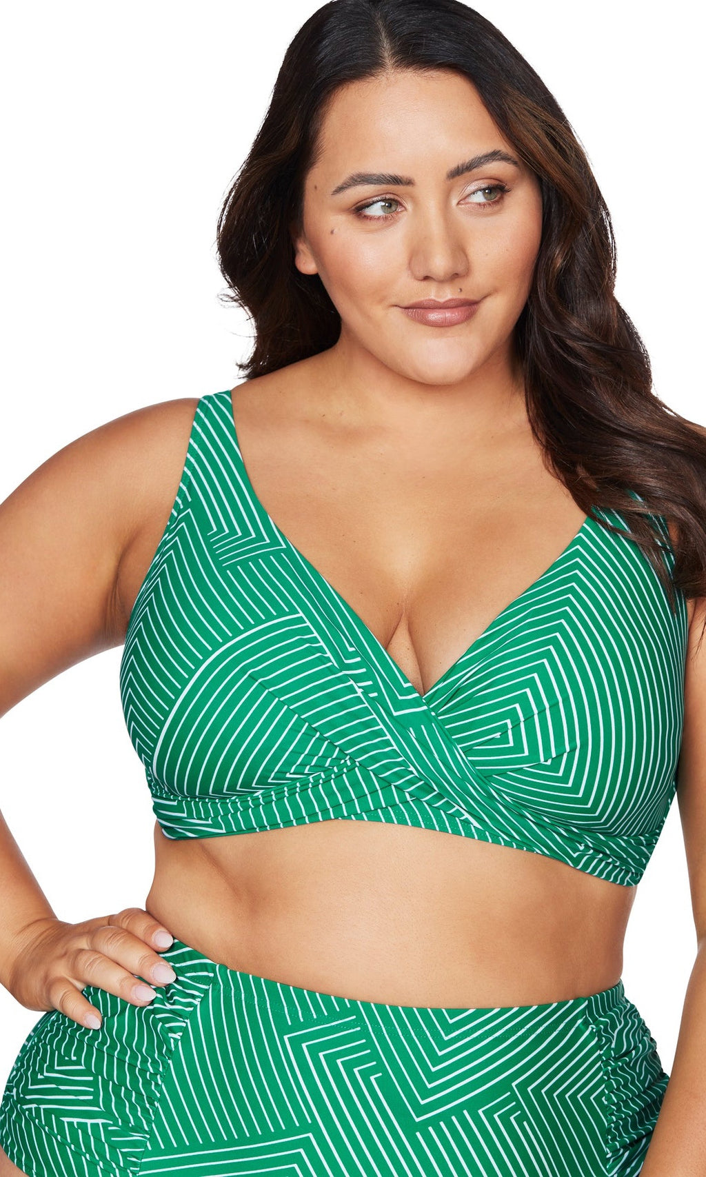 Linear Perspective Green Delacroix Bikini Top, Multifit D Cup to G Cup