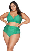 Linear Perspective Green Delacroix Bikini Top, Multifit D Cup to G Cup