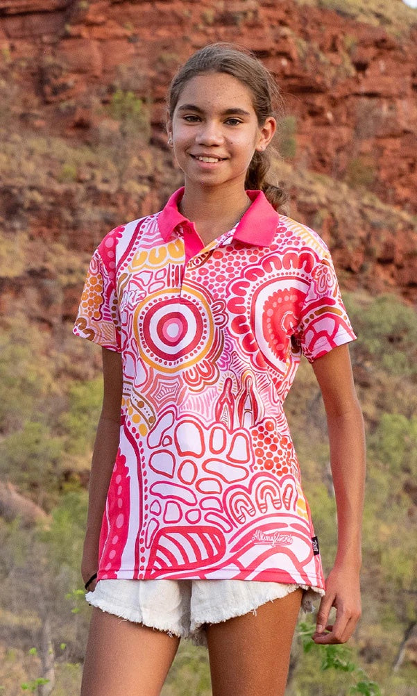 Aboriginal Art Kids Unisex Polo Manu