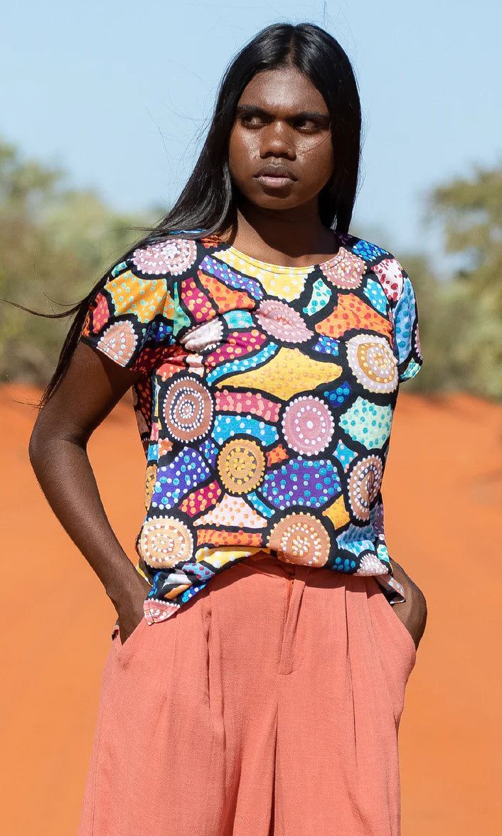 Aboriginal Art Fashion Top Connection to Country